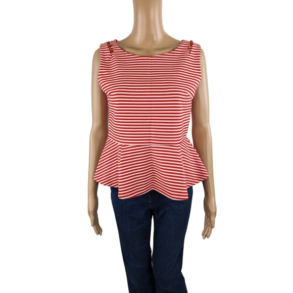 Anthropologie Postmark Antonia Striped Peplum Top S - Picture 1 of 10